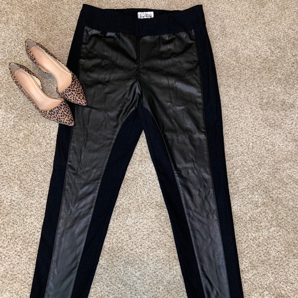 Joseph Ribkoff Pants - Joseph Ribkoff Black Fabric & Leather Pants